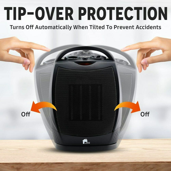 Portable Electric Space Heater Super Quiet Oscillating Heater Fan Thermostat
