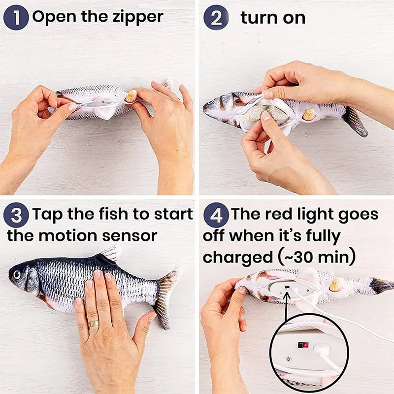 USB Charging Interactive Cat Toy Fish