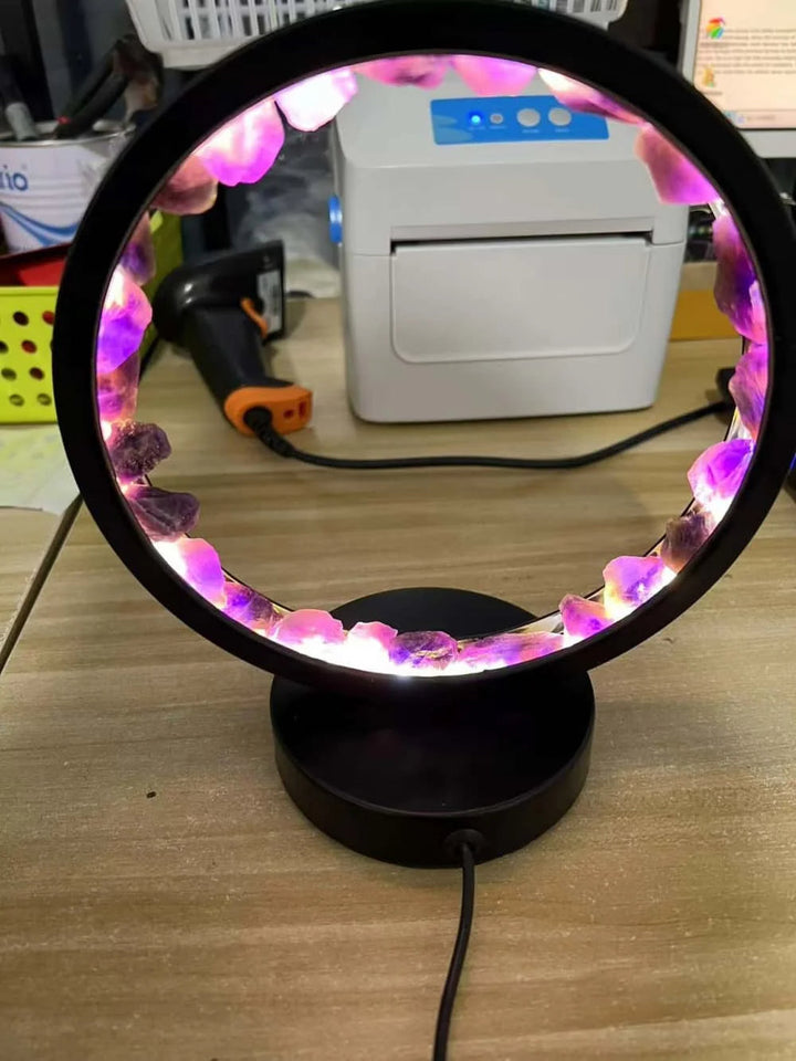 Healing Stone Night Lamp with Crystal Column Design
