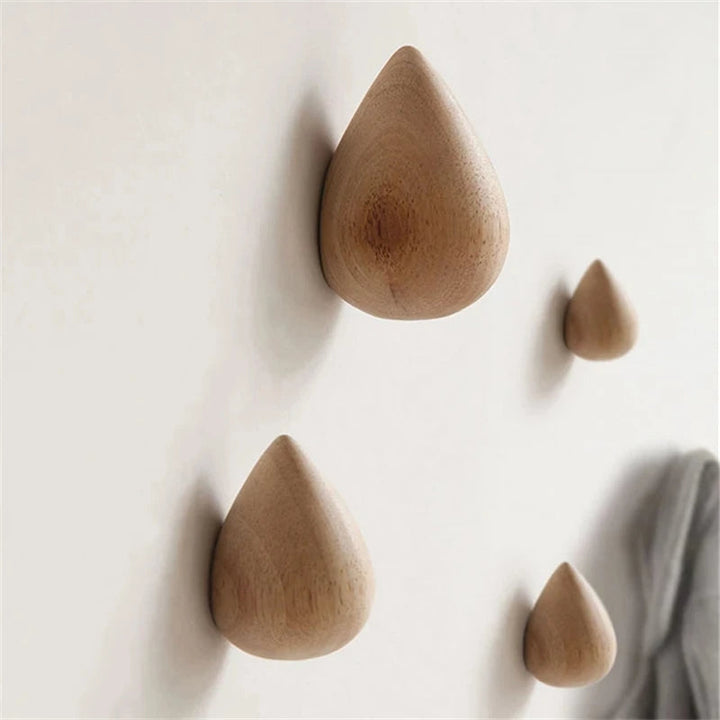 Beech Wood Water Drop Wall Coat Holder