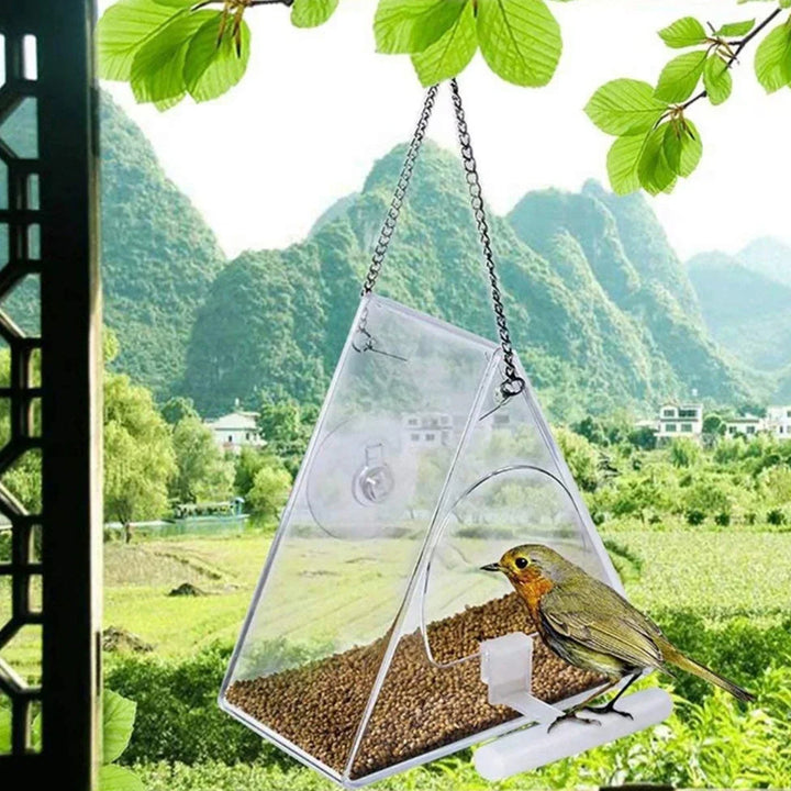 Clear Acrylic Hanging Bird Feeder for Outdoor Garden