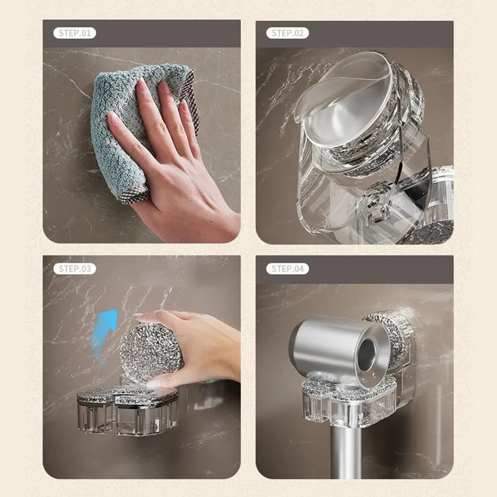 Wall-Mounted Hair Dryer Holder with Suction Cup