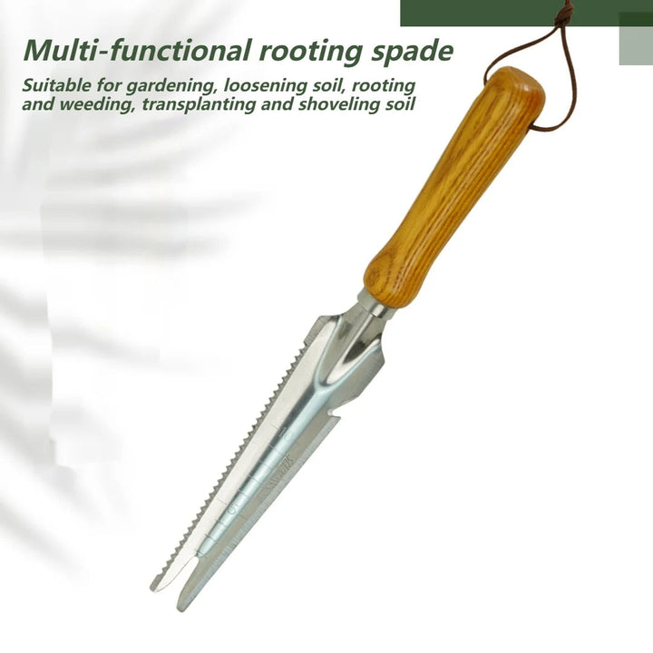 5-in-1 Stainless Steel Weed Puller Tool with Beech Handle