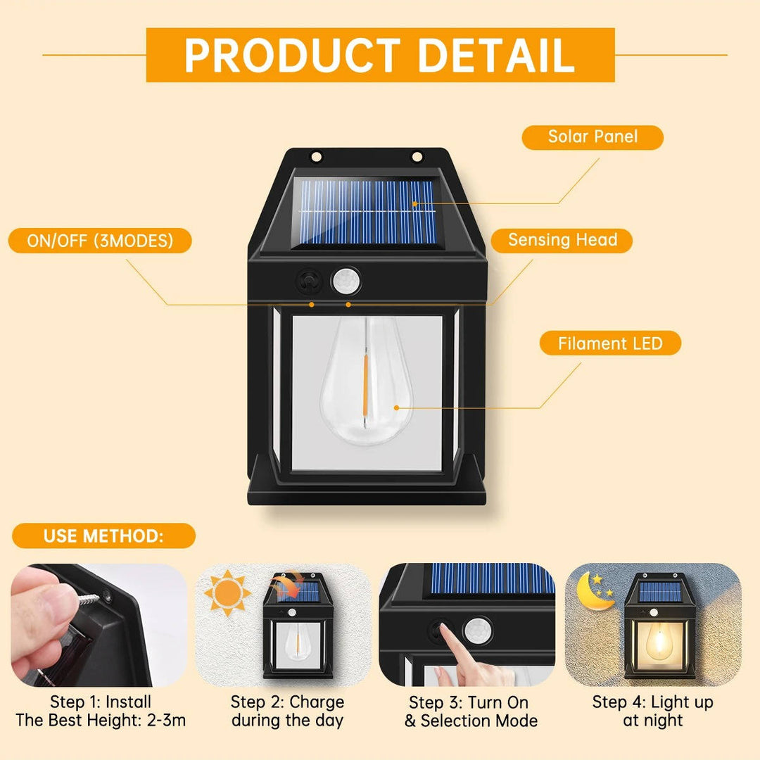 2 Set Solar Wall Lamp Outdoor