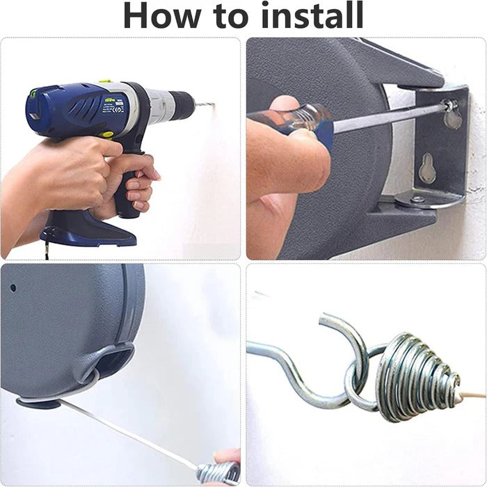 Retractable Washing Line with Swivel Wall Mount