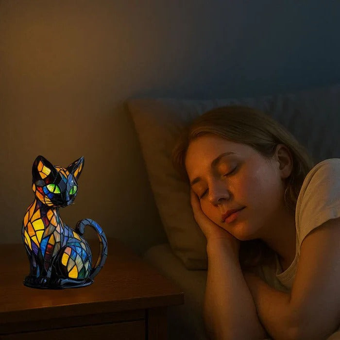 Stained Glass Cat Table Lamp