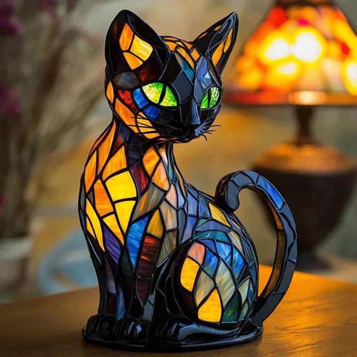 Stained Glass Cat Table Lamp