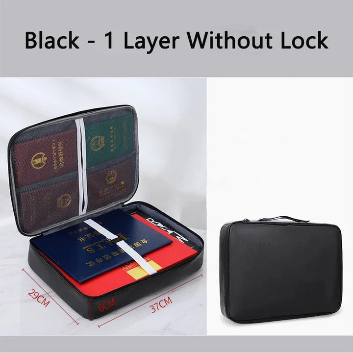 Document Organizer - Multi-Layer Safety Bag with Zipper for Cards, Files, and Travel Storage