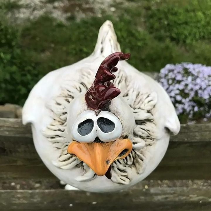 Funny Chicken Fence Decor – Resin Garden Statues