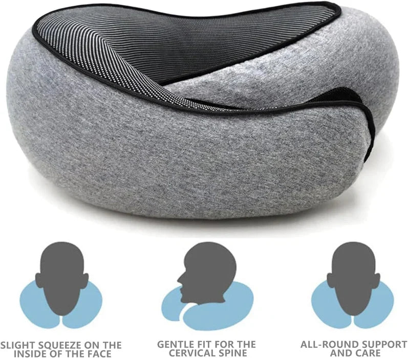 Snail Style Memory Foam Travel Curved Neck Pillow - U-shaped, Portable, Adjustable Support Neck Brace Pillow